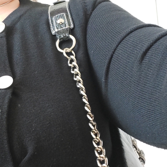 Franco Sarto Purse Black Shiny with silver Metal - Picture 13 of 14